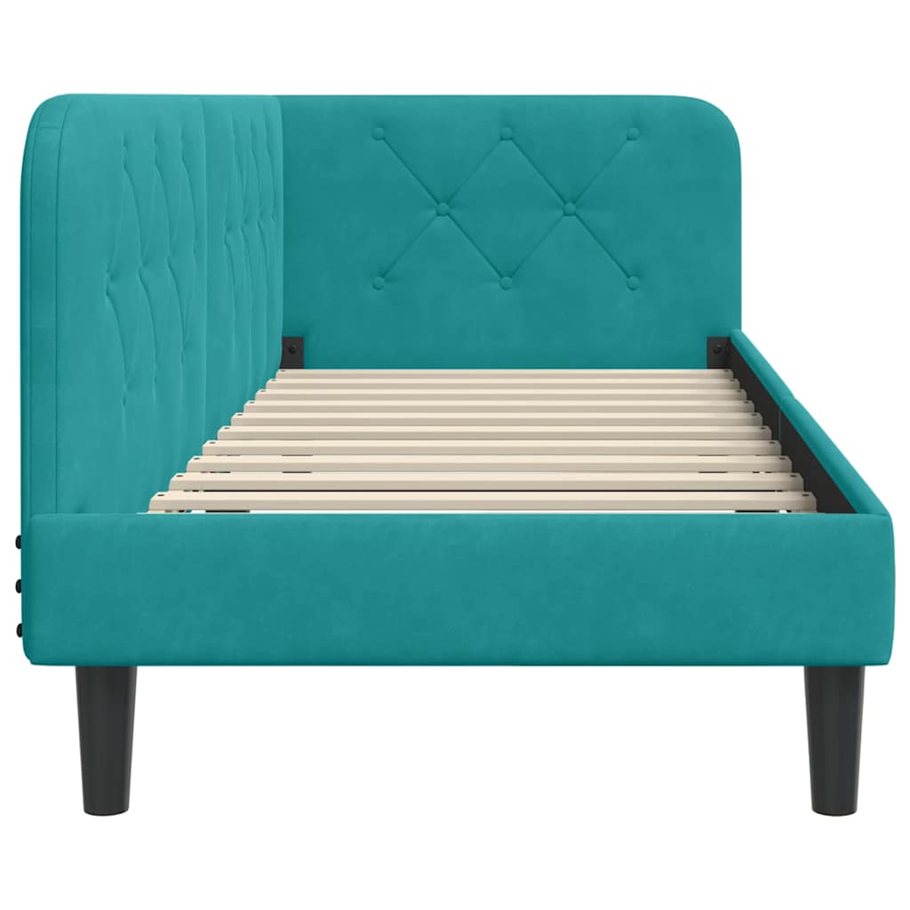 Hoekbedframe Turquoise 80 x 200 cm Fluweel is nu te koop bij PeponiXL, paradijselijk wonen!