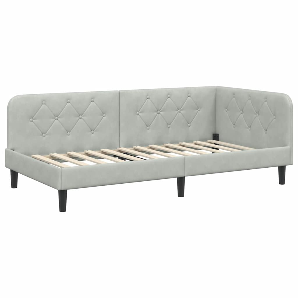Hoekbedframe Lichtgrijs 90 x 190 cm Fluweel is nu te koop bij PeponiXL, paradijselijk wonen!