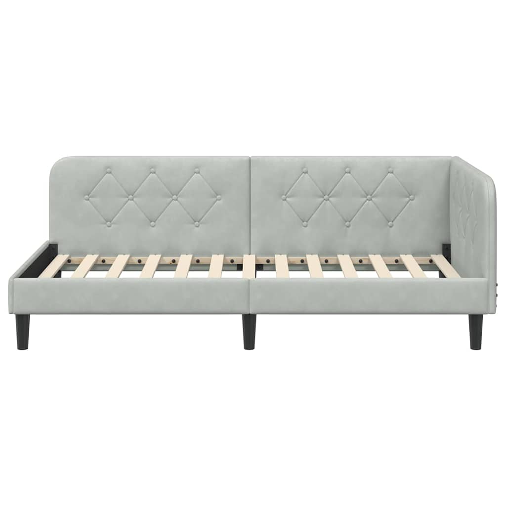 Hoekbedframe Lichtgrijs 90 x 190 cm Fluweel is nu te koop bij PeponiXL, paradijselijk wonen!