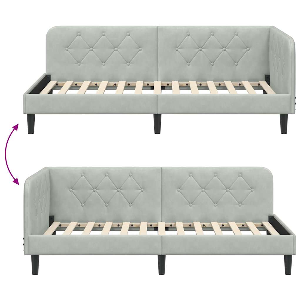 Hoekbedframe Lichtgrijs 90 x 190 cm Fluweel is nu te koop bij PeponiXL, paradijselijk wonen!