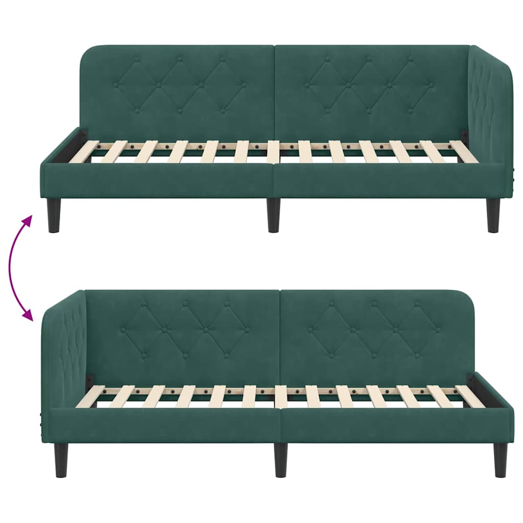 Hoekbedframe Donkergroen 90 x 190 cm Fluweel is nu te koop bij PeponiXL, paradijselijk wonen!