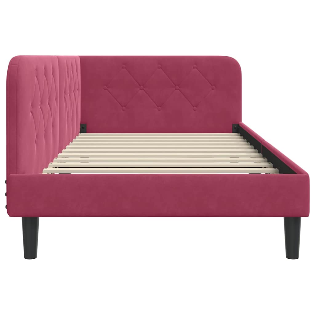 Hoekbedframe Wijnrood 90 x 190 cm Fluweel is nu te koop bij PeponiXL, paradijselijk wonen!