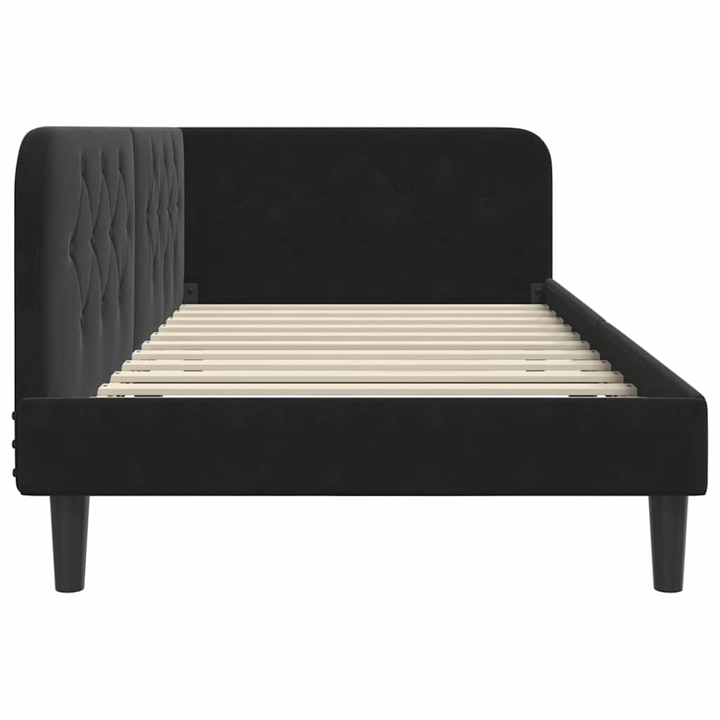 Hoekbedframe Zwart 90 x 190 cm Fluweel is nu te koop bij PeponiXL, paradijselijk wonen!