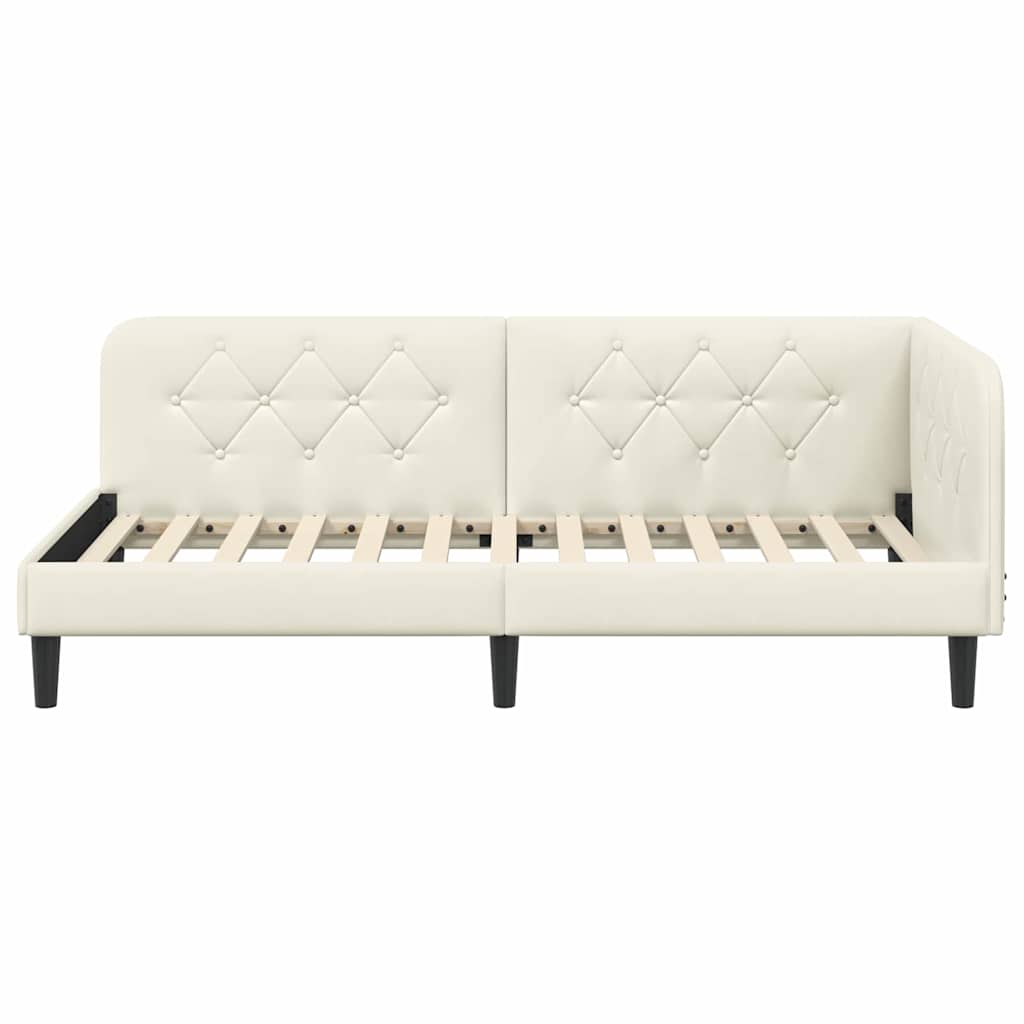 Hoekbedframe Crème 90 x 190 cm Fluweel is nu te koop bij PeponiXL, paradijselijk wonen!