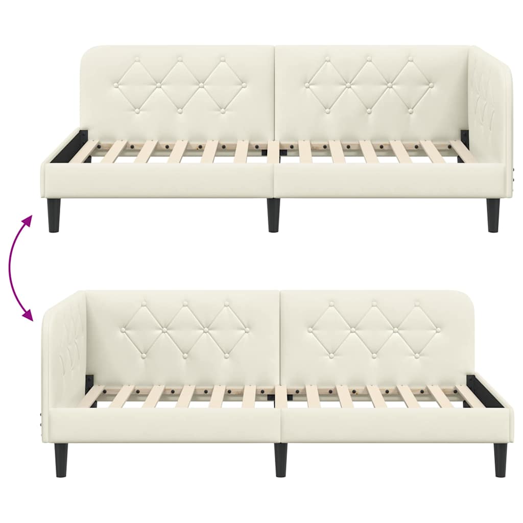 Hoekbedframe Crème 90 x 190 cm Fluweel is nu te koop bij PeponiXL, paradijselijk wonen!