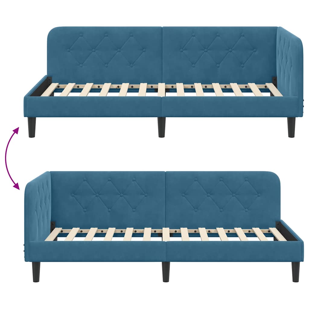 Hoekbedframe Blauw 90 x 200 cm Fluweel is nu te koop bij PeponiXL, paradijselijk wonen!