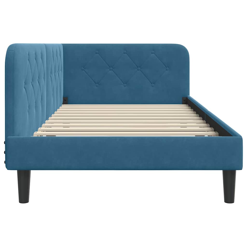 Hoekbedframe Blauw 90 x 200 cm Fluweel is nu te koop bij PeponiXL, paradijselijk wonen!
