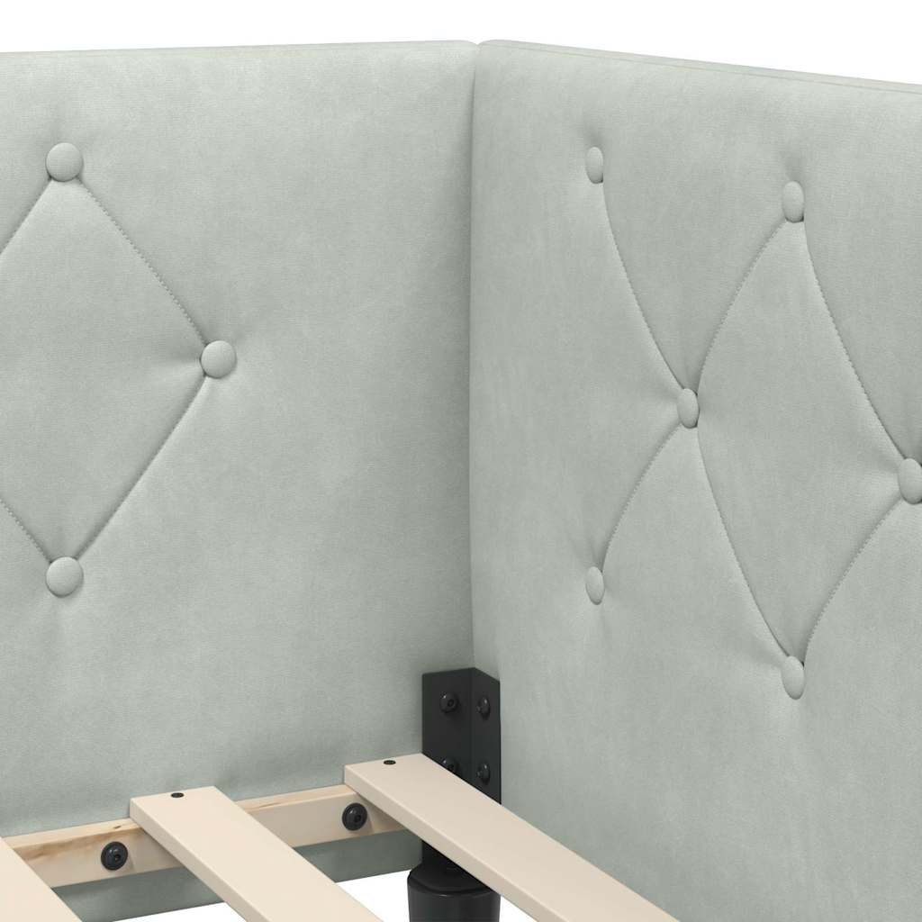 Hoekbedframe met hoofdeinde Lichtgrijs 90 x 200 cm Fluweel is nu te koop bij PeponiXL, paradijselijk wonen!