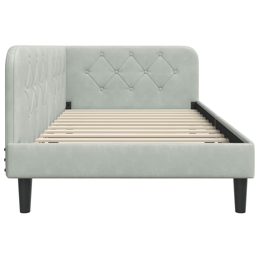 Hoekbedframe met hoofdeinde Lichtgrijs 90 x 200 cm Fluweel is nu te koop bij PeponiXL, paradijselijk wonen!