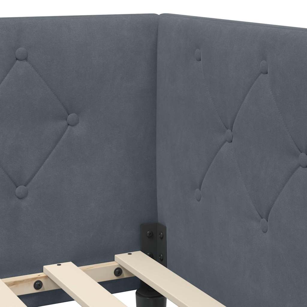 Hoekbedframe Donkergrijs 90 x 200 cm Fluweel is nu te koop bij PeponiXL, paradijselijk wonen!