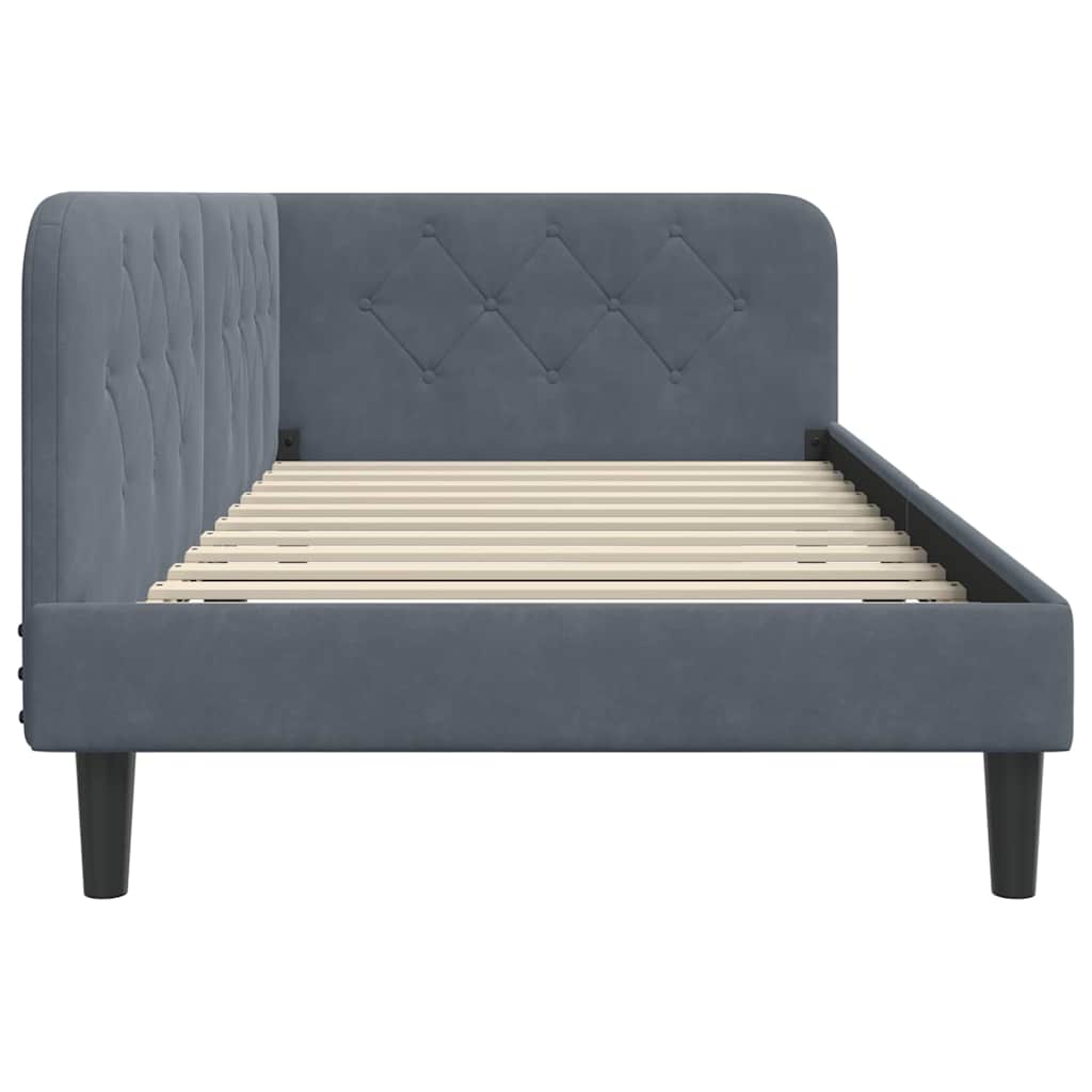 Hoekbedframe Donkergrijs 90 x 200 cm Fluweel is nu te koop bij PeponiXL, paradijselijk wonen!