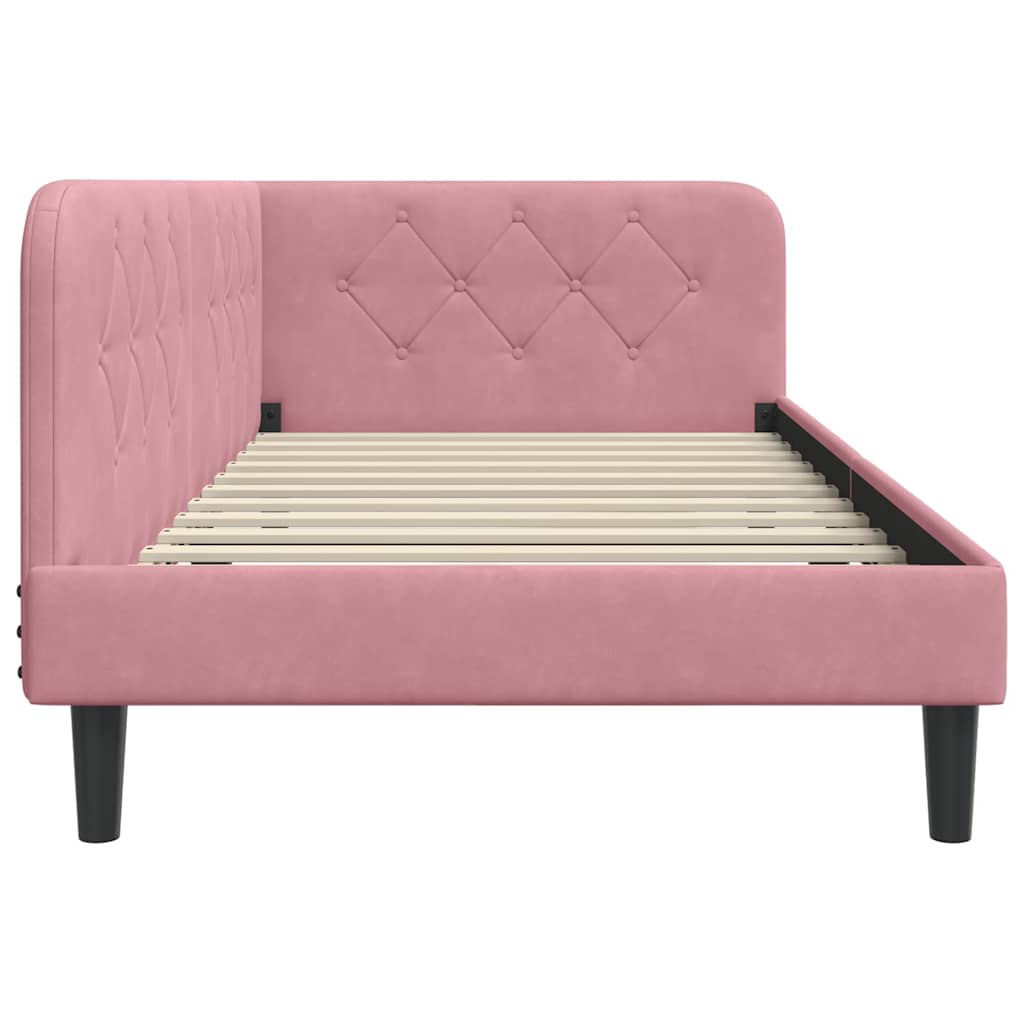 Hoekbedframe Roze 90 x 200 cm Fluweel is nu te koop bij PeponiXL, paradijselijk wonen!