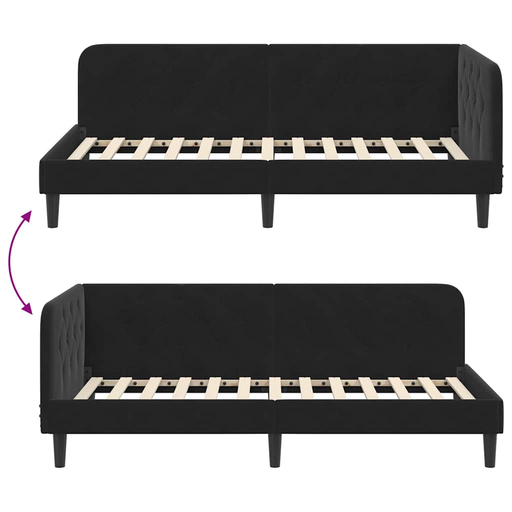 Hoekbedframe Zwart 90 x 200 cm Fluweel is nu te koop bij PeponiXL, paradijselijk wonen!