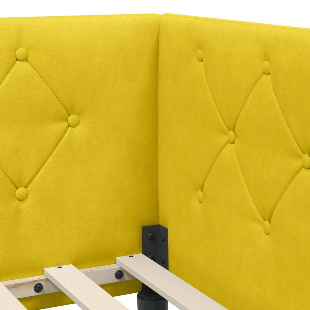 Hoekbedframe Geel 90 x 200 cm Fluweel is nu te koop bij PeponiXL, paradijselijk wonen!