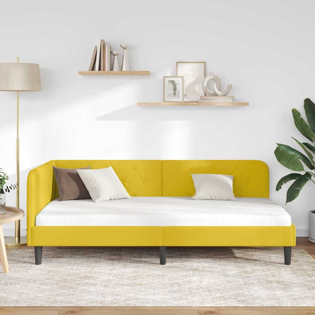 Hoekbedframe Geel 90 x 200 cm Fluweel is nu te koop bij PeponiXL, paradijselijk wonen!