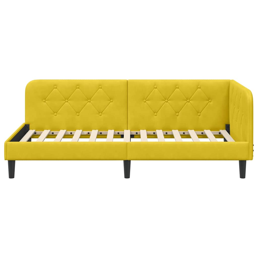 Hoekbedframe Geel 90 x 200 cm Fluweel is nu te koop bij PeponiXL, paradijselijk wonen!