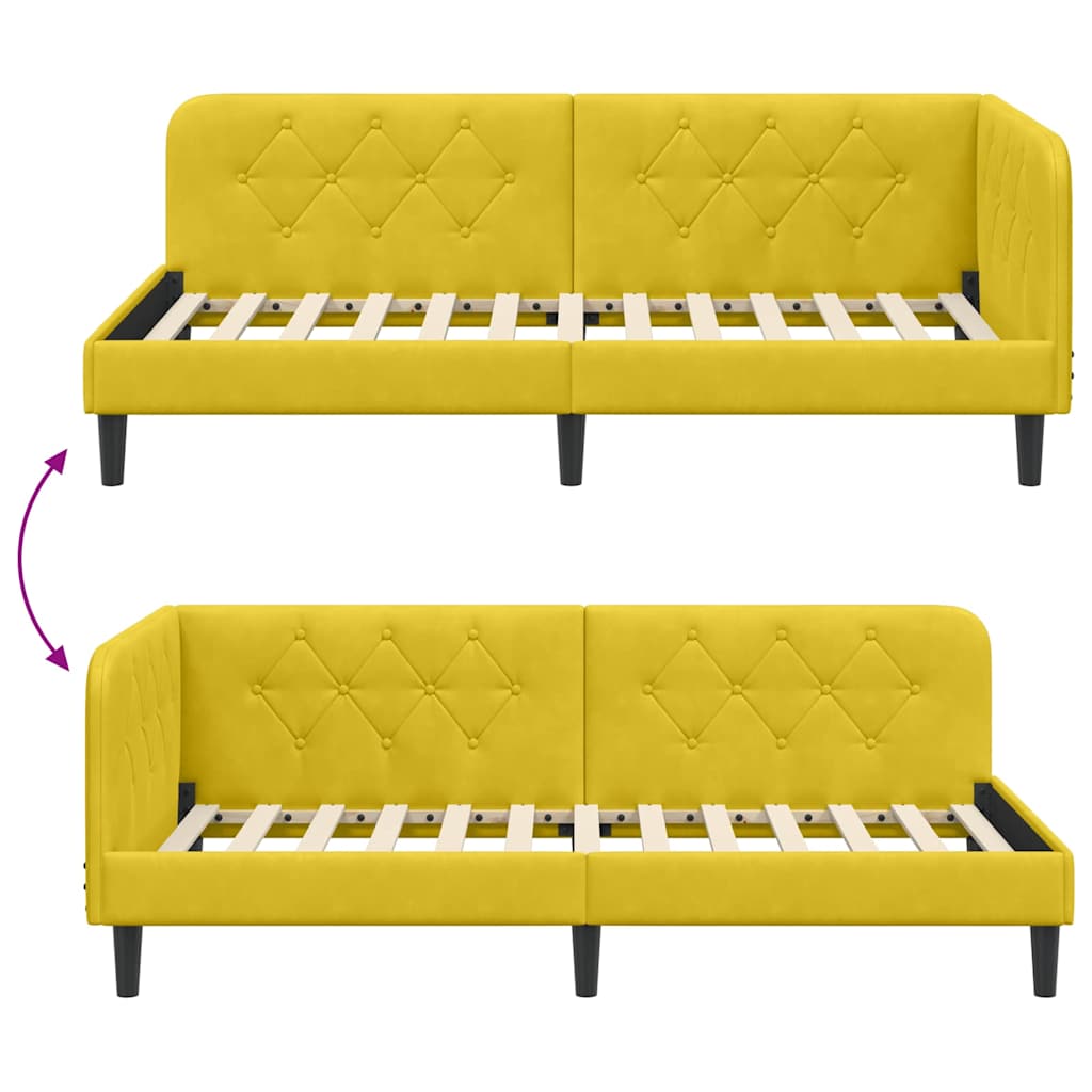 Hoekbedframe Geel 90 x 200 cm Fluweel is nu te koop bij PeponiXL, paradijselijk wonen!