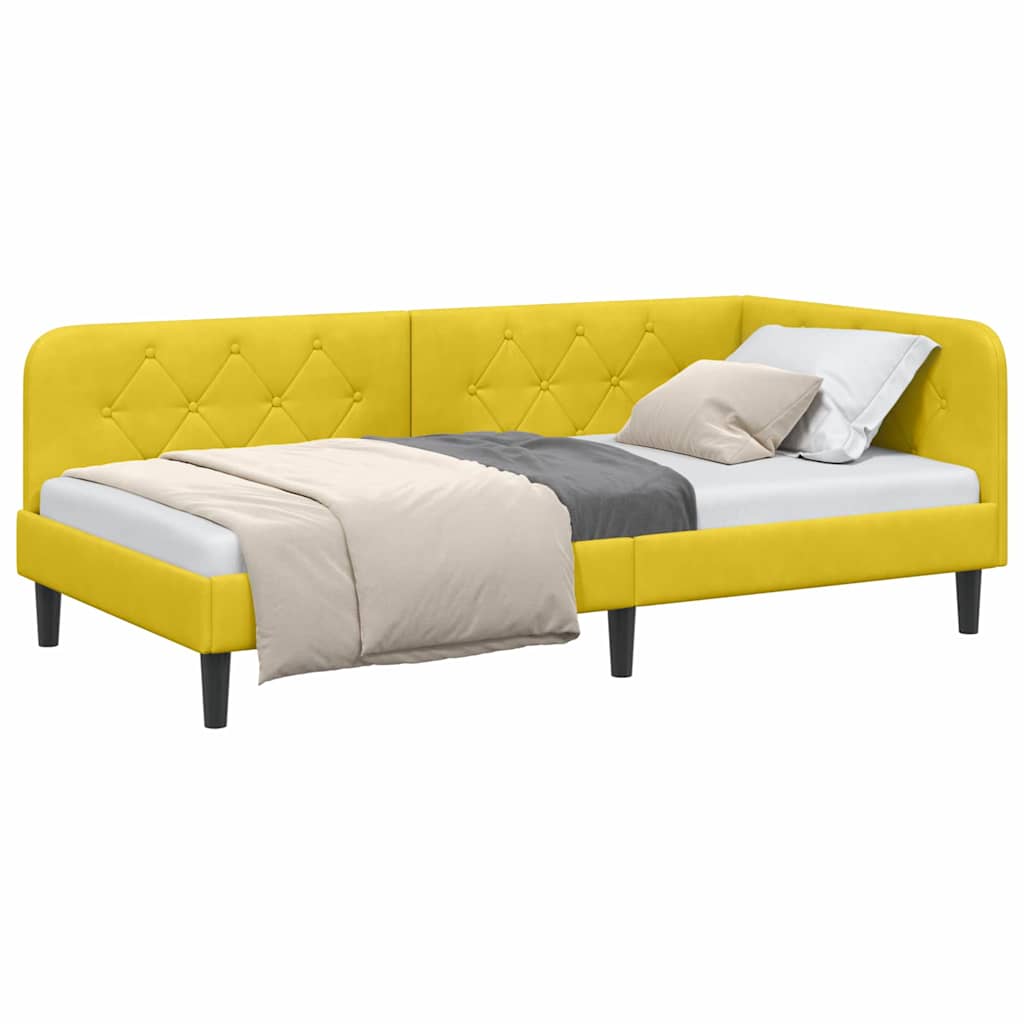Hoekbedframe Geel 90 x 200 cm Fluweel is nu te koop bij PeponiXL, paradijselijk wonen!