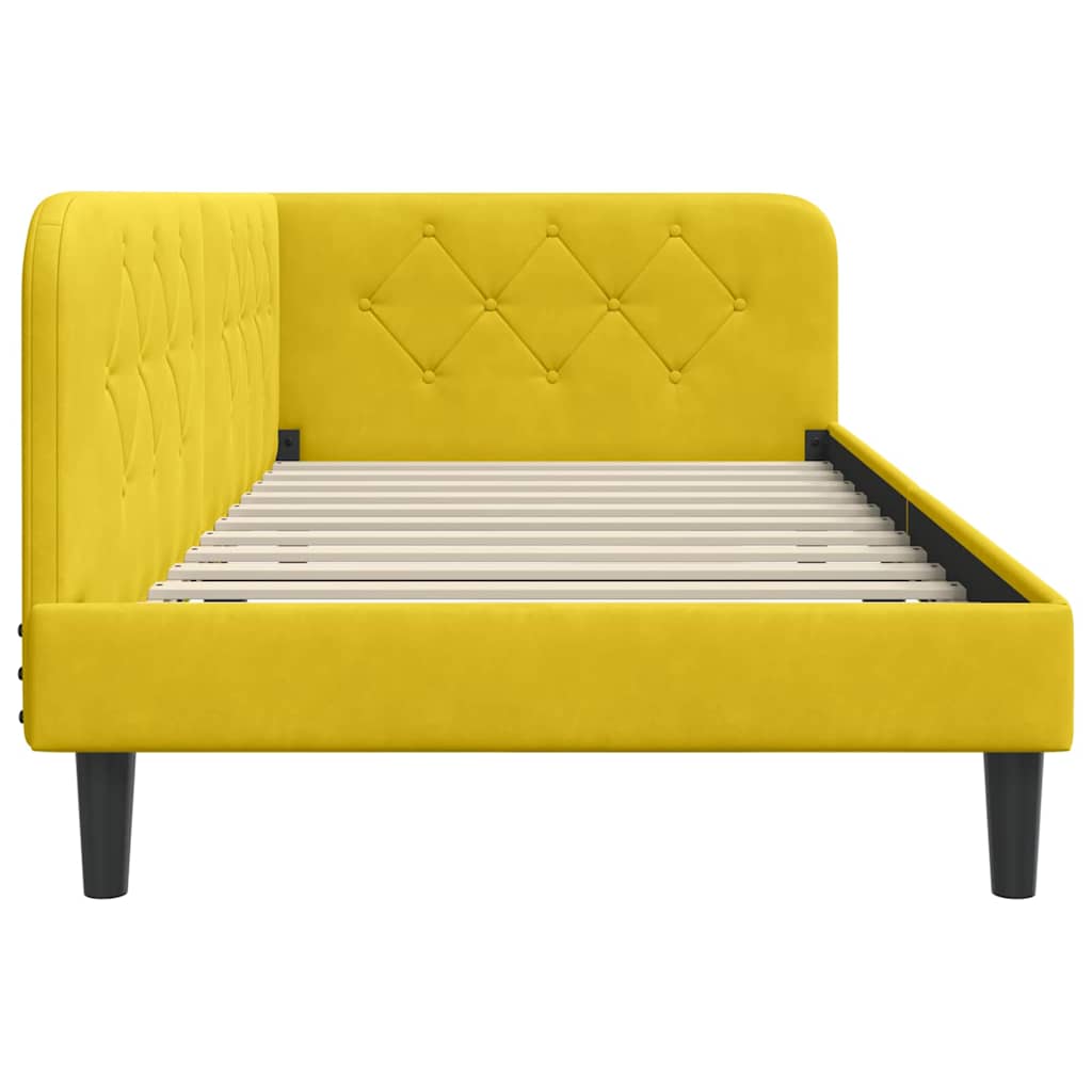 Hoekbedframe Geel 90 x 200 cm Fluweel is nu te koop bij PeponiXL, paradijselijk wonen!