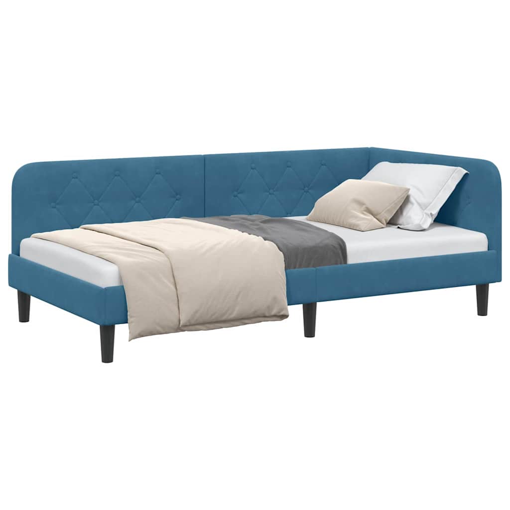 Hoekbedframe Blauw 100 x 200 cm Fluweel is nu te koop bij PeponiXL, paradijselijk wonen!