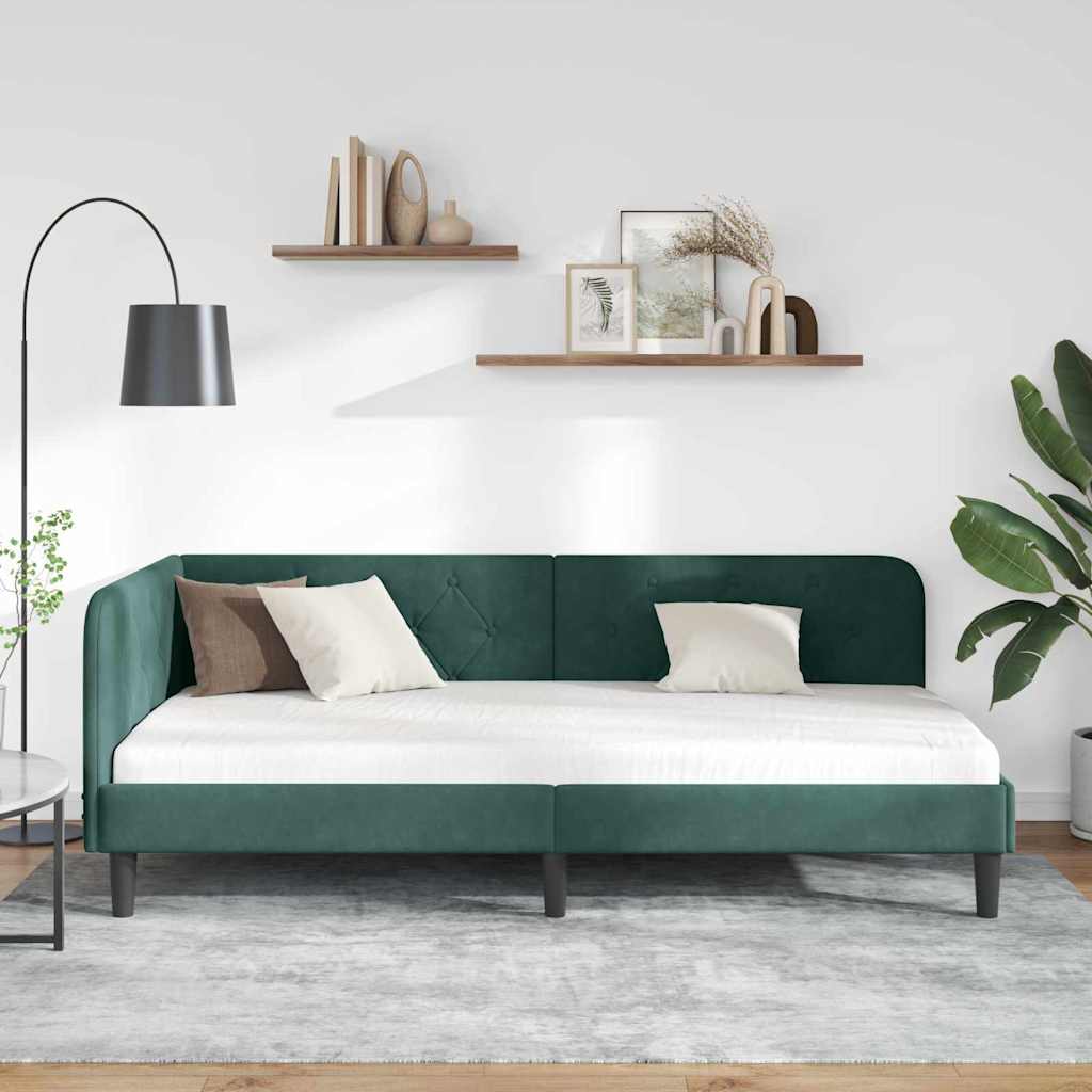 Hoekbedframe Donkergroen 100 x 200 cm Fluweel is nu te koop bij PeponiXL, paradijselijk wonen!