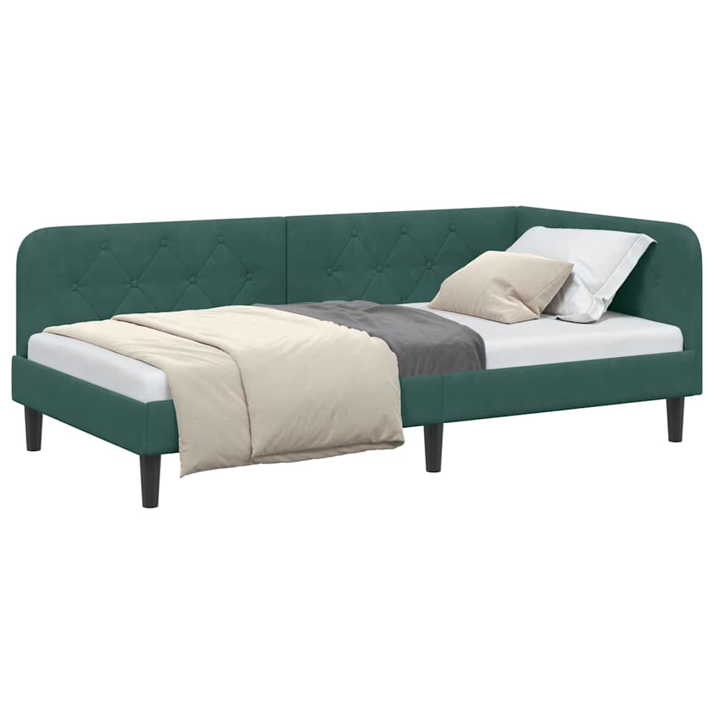 Hoekbedframe Donkergroen 100 x 200 cm Fluweel is nu te koop bij PeponiXL, paradijselijk wonen!