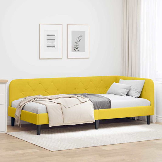 Hoekbedframe Geel 100 x 200 cm Fluweel is nu te koop bij PeponiXL, paradijselijk wonen!