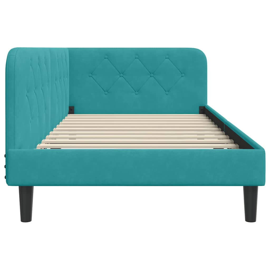 Hoekbedframe Turquoise 100 x 200 cm Fluweel is nu te koop bij PeponiXL, paradijselijk wonen!