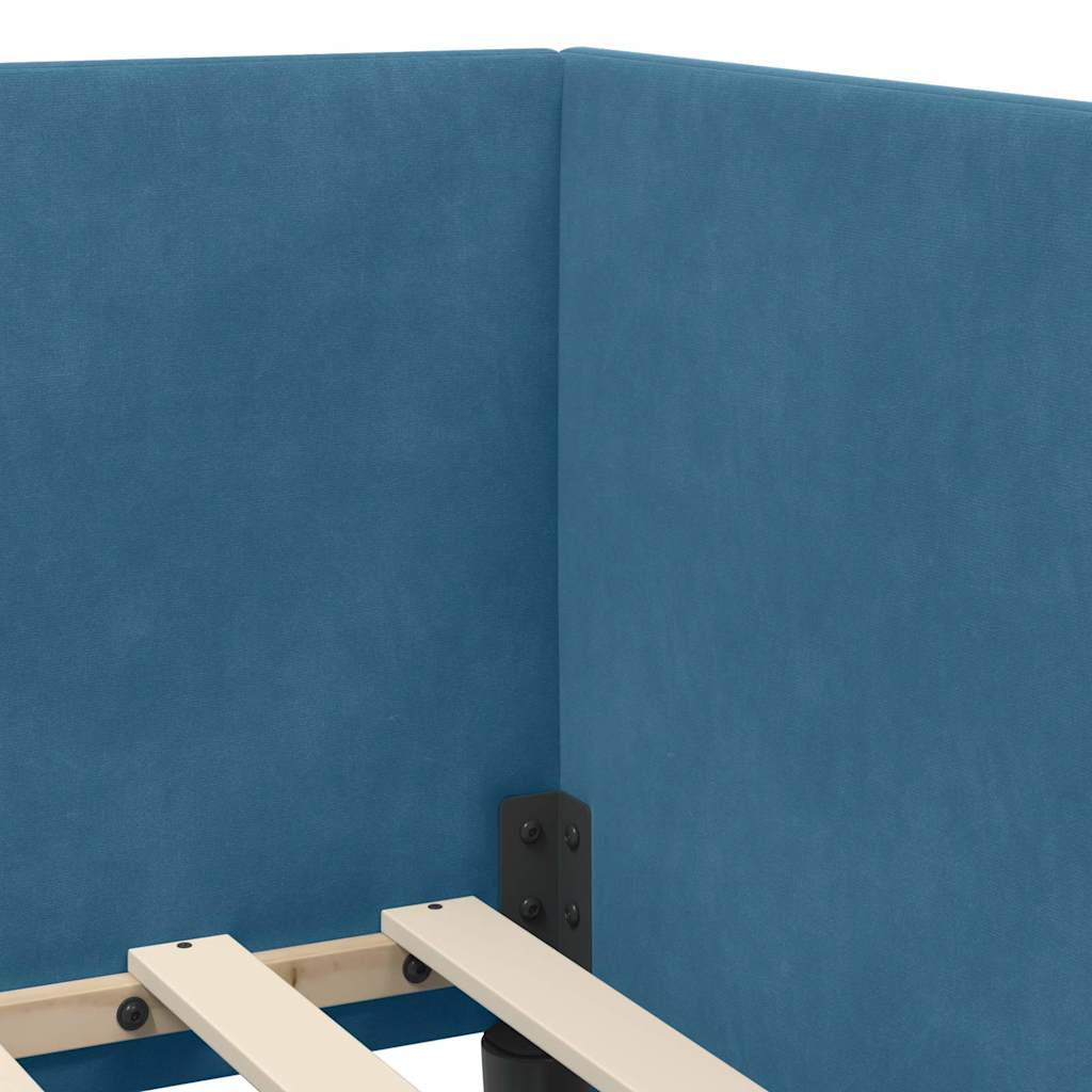 Hoekbedframe met hoofdeinde Blauw 80 cm x 200 cm Fluweel is nu te koop bij PeponiXL, paradijselijk wonen!
