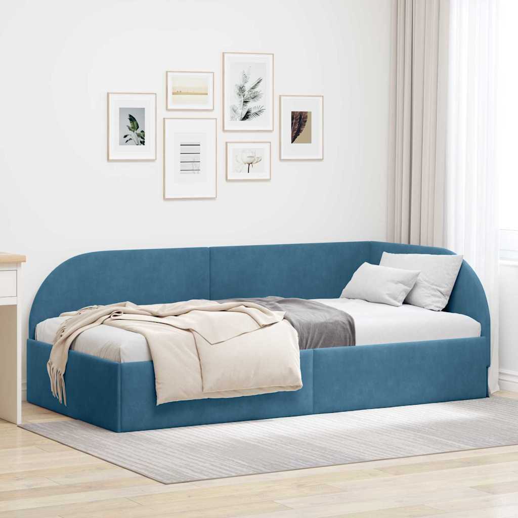 Hoekbedframe met hoofdeinde Blauw 80 cm x 200 cm Fluweel is nu te koop bij PeponiXL, paradijselijk wonen!