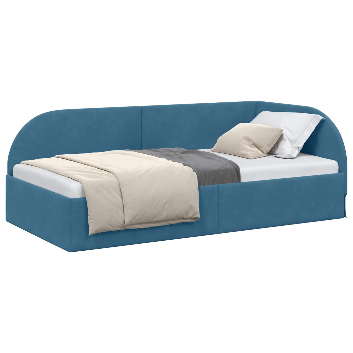 Hoekbedframe met hoofdeinde Blauw 80 cm x 200 cm Fluweel is nu te koop bij PeponiXL, paradijselijk wonen!