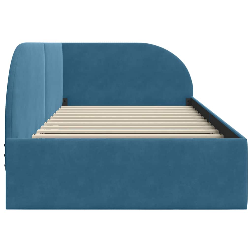 Hoekbedframe met hoofdeinde Blauw 80 cm x 200 cm Fluweel is nu te koop bij PeponiXL, paradijselijk wonen!