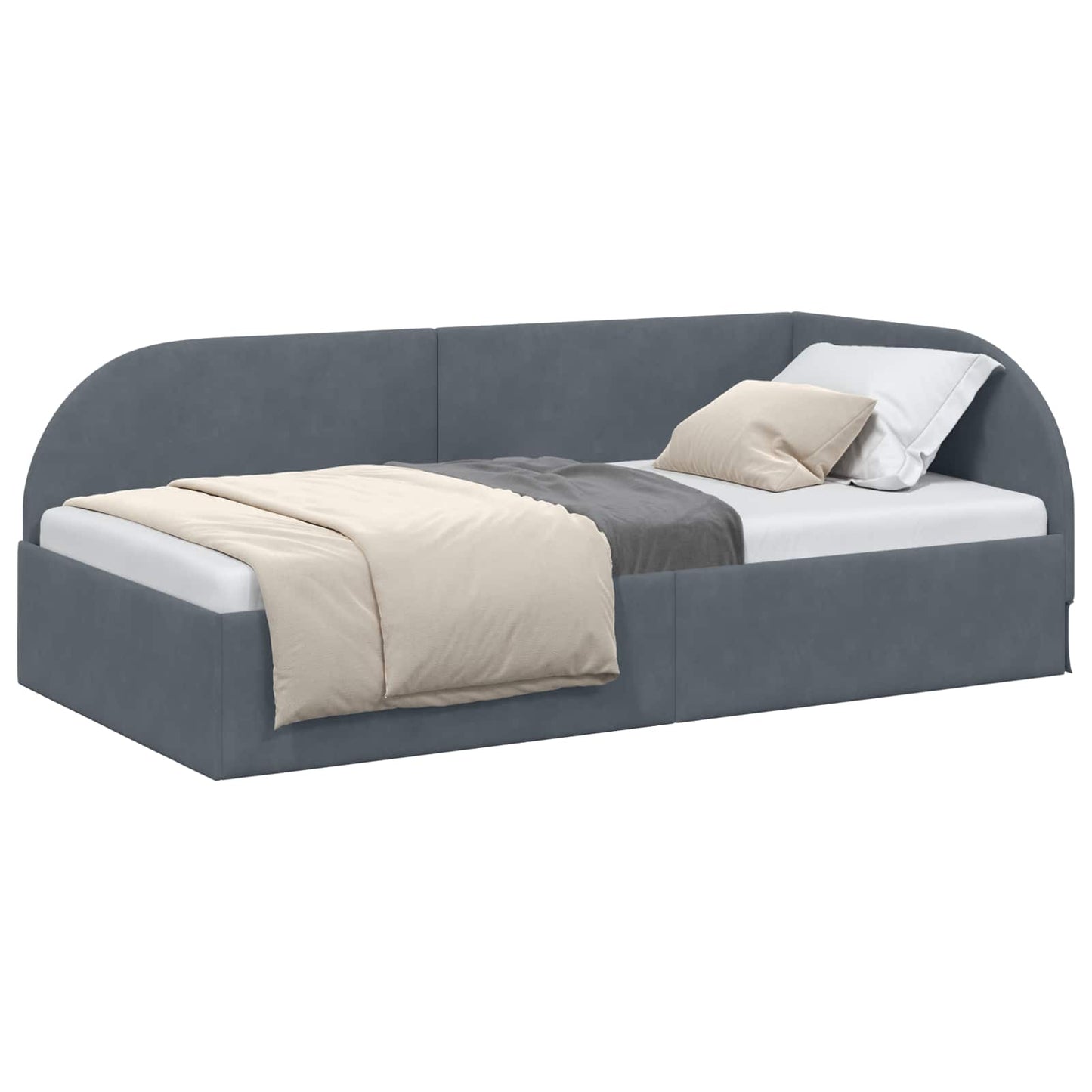 Hoekbedframe met hoofdeinde Donkergrijs 80 cm x 200 cm Fluweel is nu te koop bij PeponiXL, paradijselijk wonen!