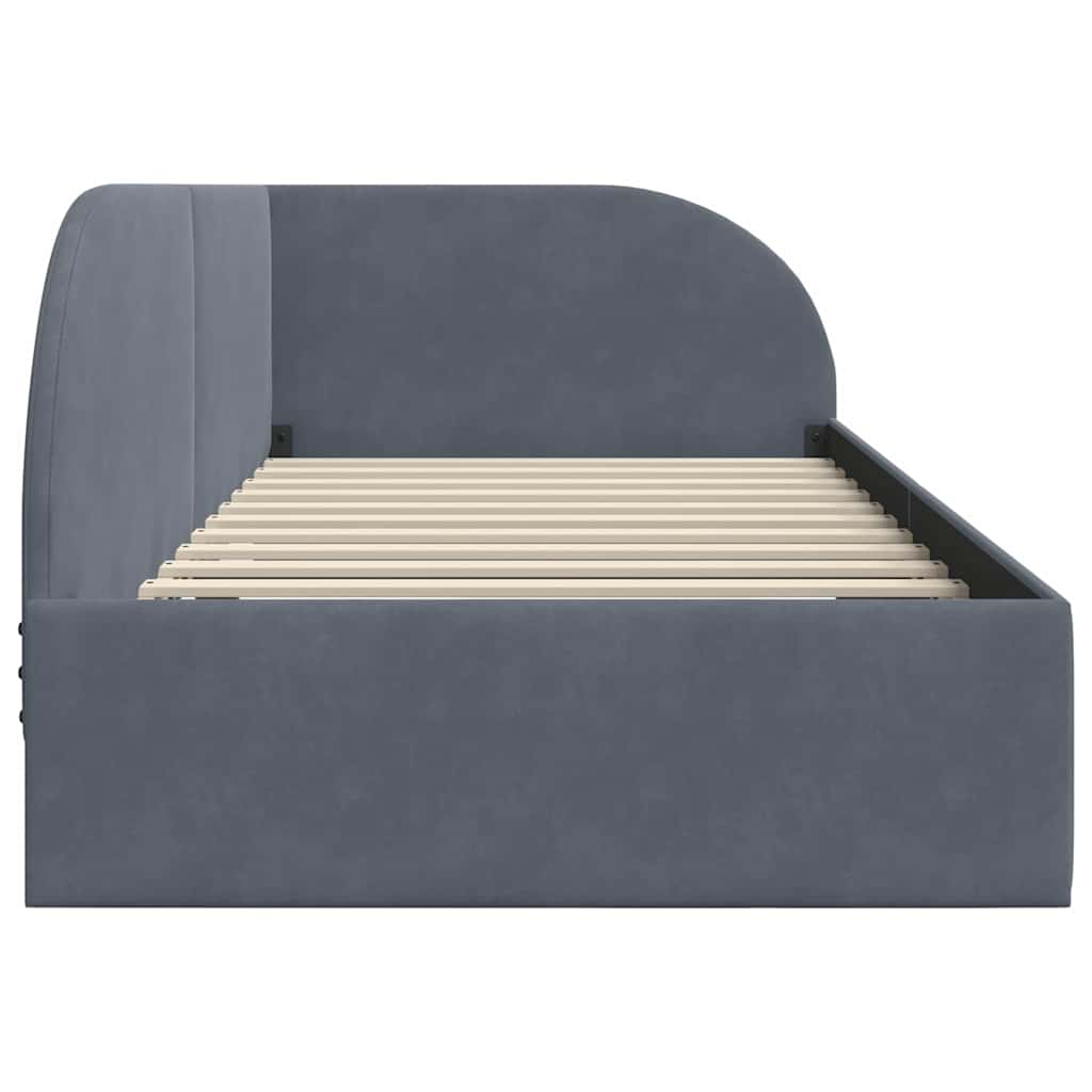 Hoekbedframe met hoofdeinde Donkergrijs 80 cm x 200 cm Fluweel is nu te koop bij PeponiXL, paradijselijk wonen!