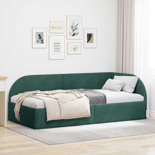 Hoekbedframe met hoofdeinde Donkergroen 80 cm x 200 cm Fluweel is nu te koop bij PeponiXL, paradijselijk wonen!
