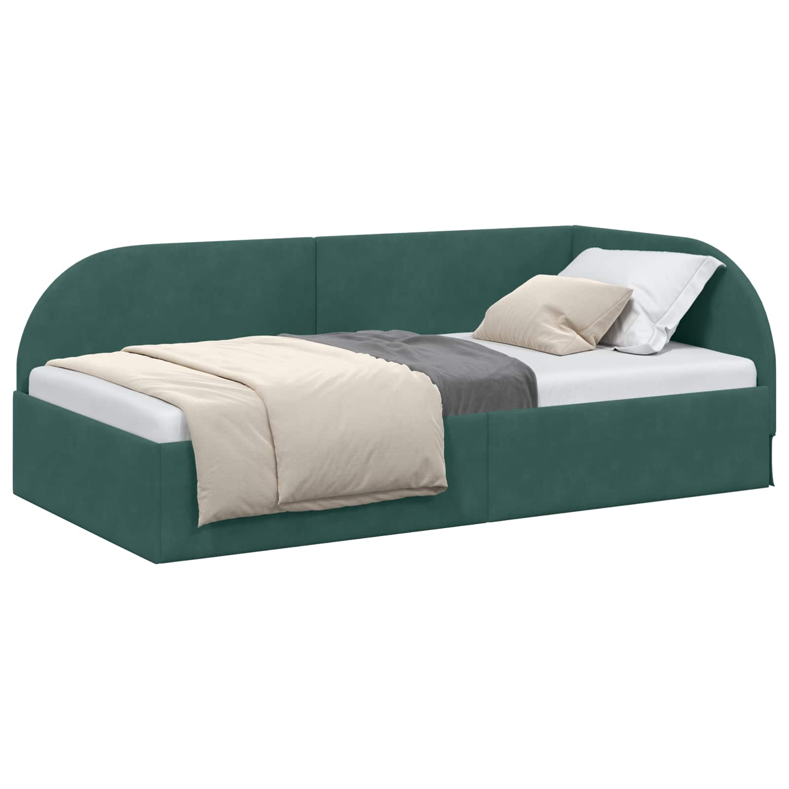 Hoekbedframe met hoofdeinde Donkergroen 80 cm x 200 cm Fluweel is nu te koop bij PeponiXL, paradijselijk wonen!