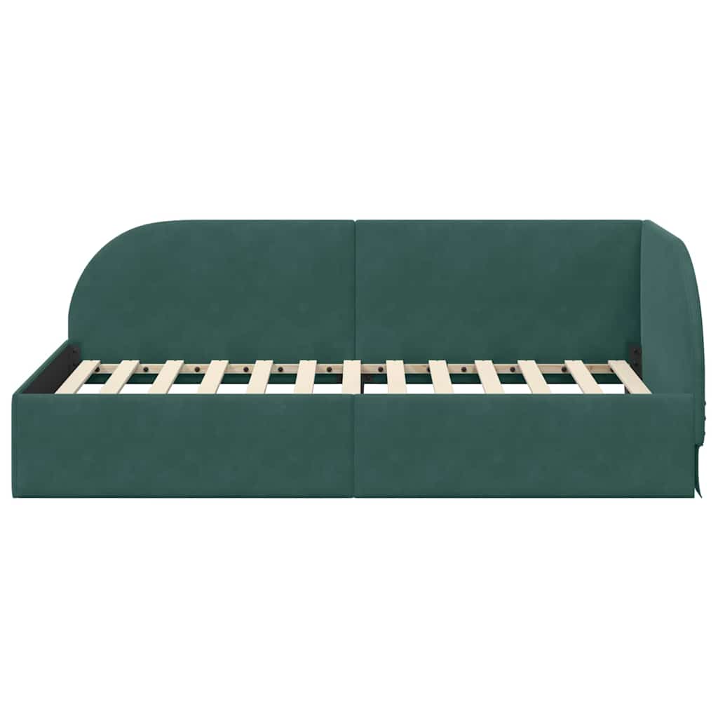 Hoekbedframe met hoofdeinde Donkergroen 80 cm x 200 cm Fluweel is nu te koop bij PeponiXL, paradijselijk wonen!