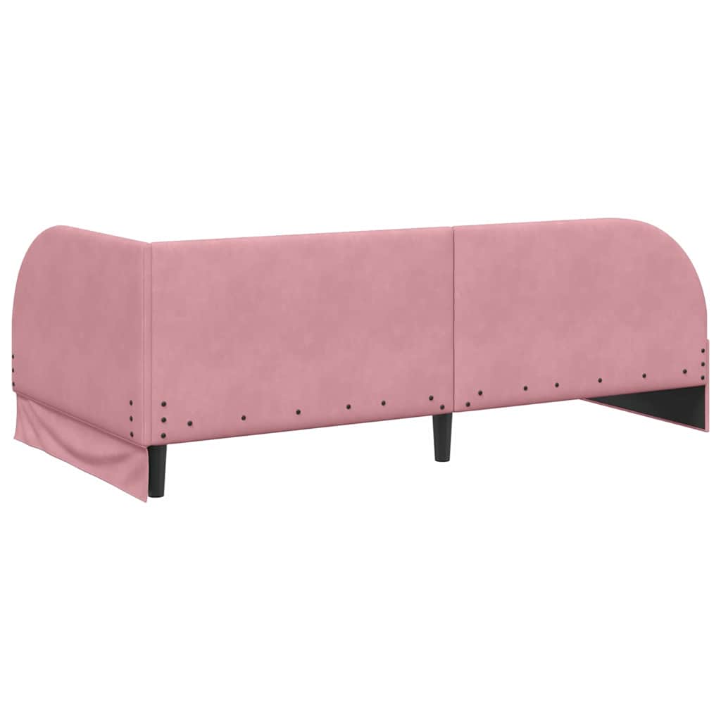 Hoekbedframe met hoofdeinde Roze 80 cm x 200 cm Fluweel is nu te koop bij PeponiXL, paradijselijk wonen!