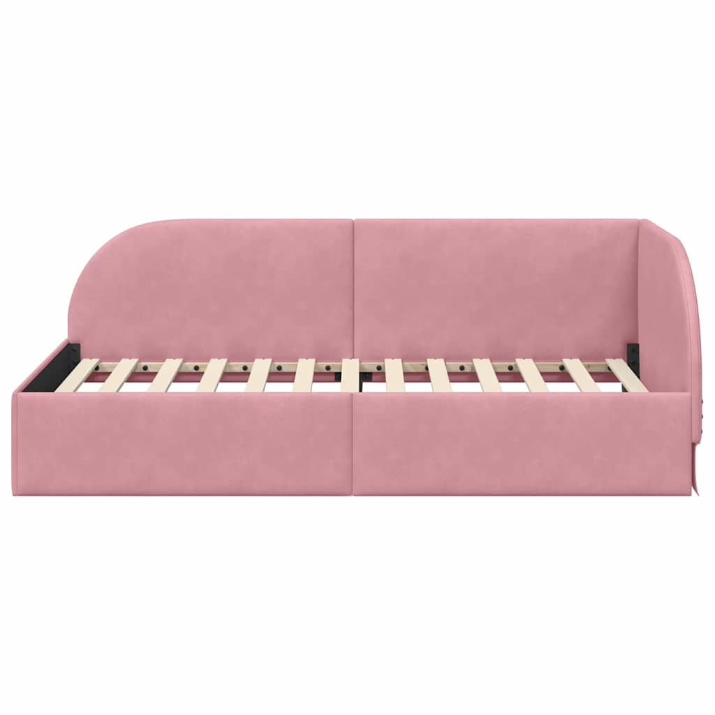 Hoekbedframe met hoofdeinde Roze 80 cm x 200 cm Fluweel is nu te koop bij PeponiXL, paradijselijk wonen!