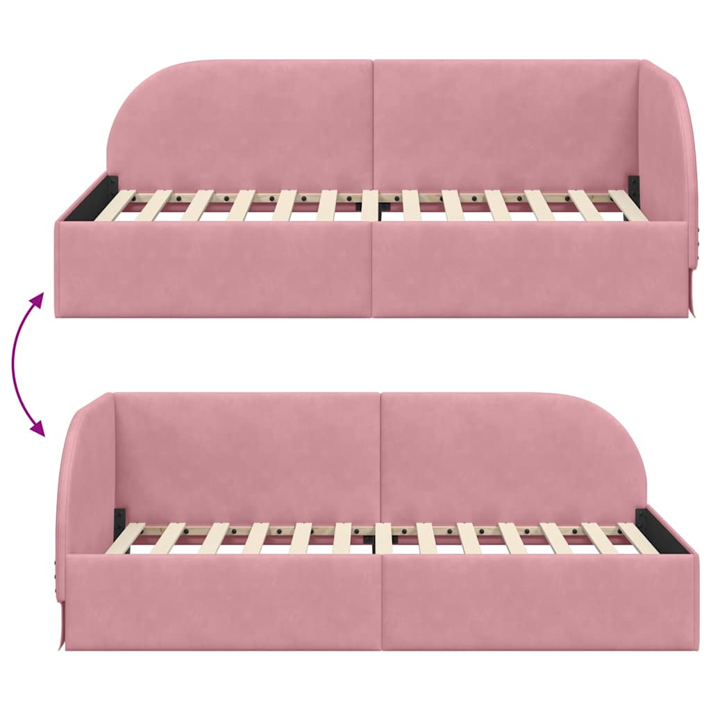 Hoekbedframe met hoofdeinde Roze 80 cm x 200 cm Fluweel is nu te koop bij PeponiXL, paradijselijk wonen!
