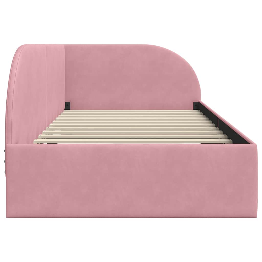 Hoekbedframe met hoofdeinde Roze 80 cm x 200 cm Fluweel is nu te koop bij PeponiXL, paradijselijk wonen!