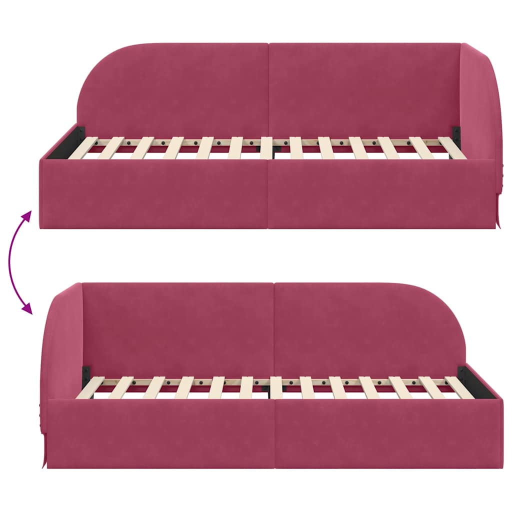Hoekbedframe met hoofdeinde Wijnrood 80 cm x 200 cm Fluweel is nu te koop bij PeponiXL, paradijselijk wonen!