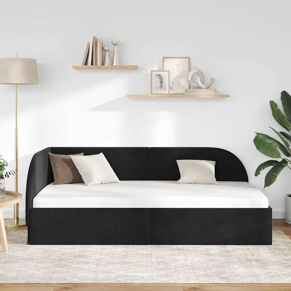 Hoekbedframe met hoofdeinde Zwart 80 cm x 200 cm Fluweel is nu te koop bij PeponiXL, paradijselijk wonen!