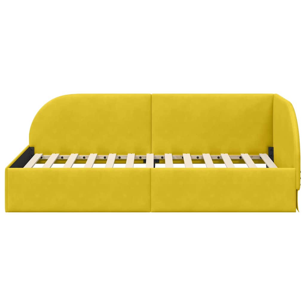 Hoekbedframe met hoofdeinde Geel 80 cm x 200 cm Fluweel is nu te koop bij PeponiXL, paradijselijk wonen!