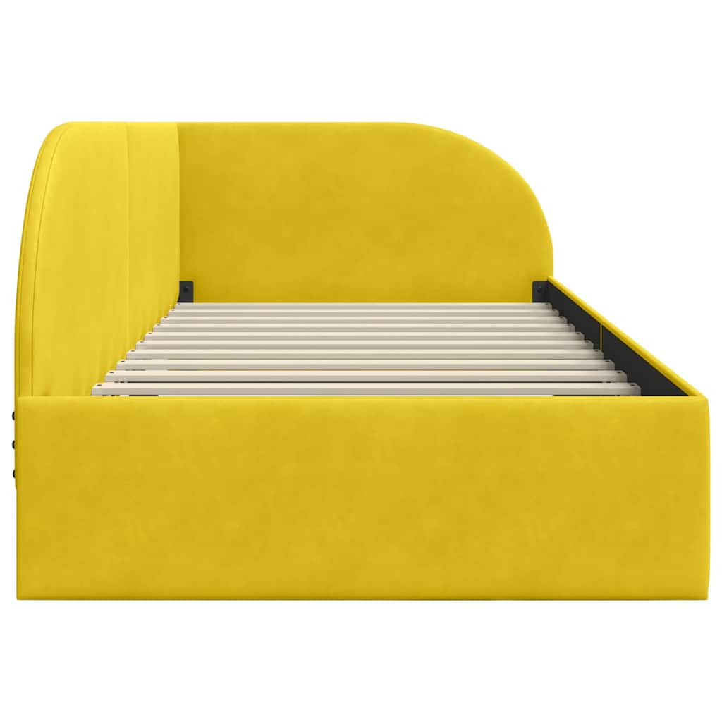 Hoekbedframe met hoofdeinde Geel 80 cm x 200 cm Fluweel is nu te koop bij PeponiXL, paradijselijk wonen!