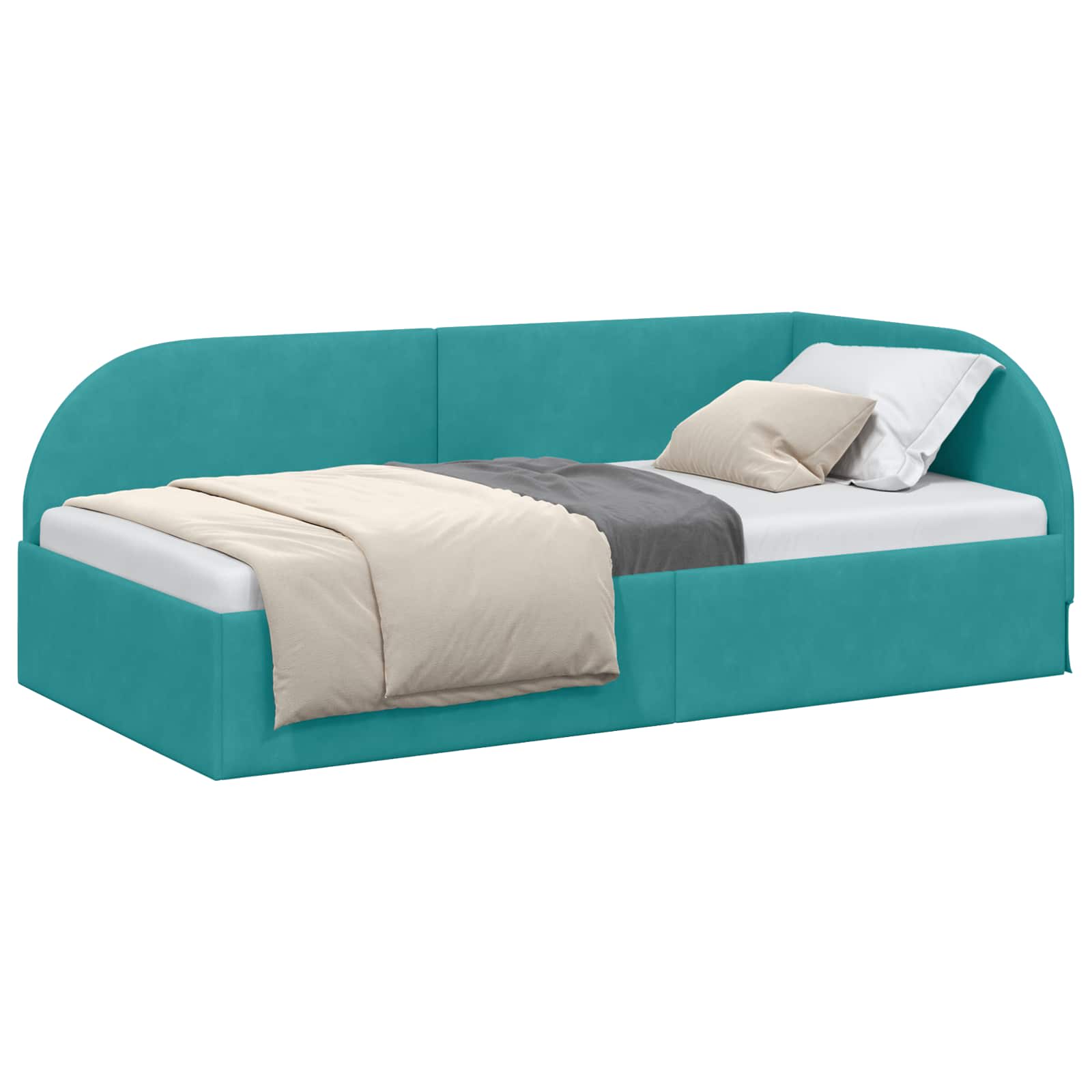 Hoekbedframe met hoofdeinde Turquoise 80 cm x 200 cm Fluweel is nu te koop bij PeponiXL, paradijselijk wonen!