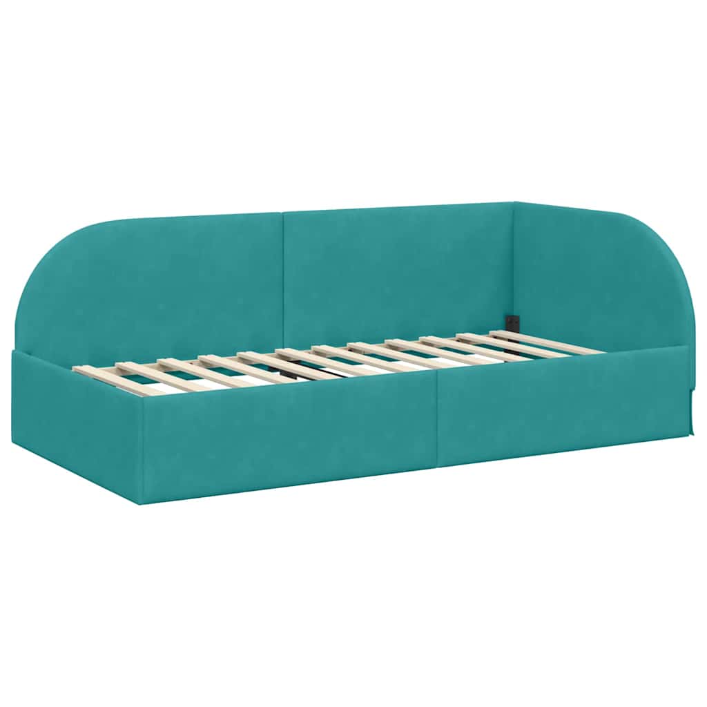 Hoekbedframe met hoofdeinde Turquoise 80 cm x 200 cm Fluweel is nu te koop bij PeponiXL, paradijselijk wonen!