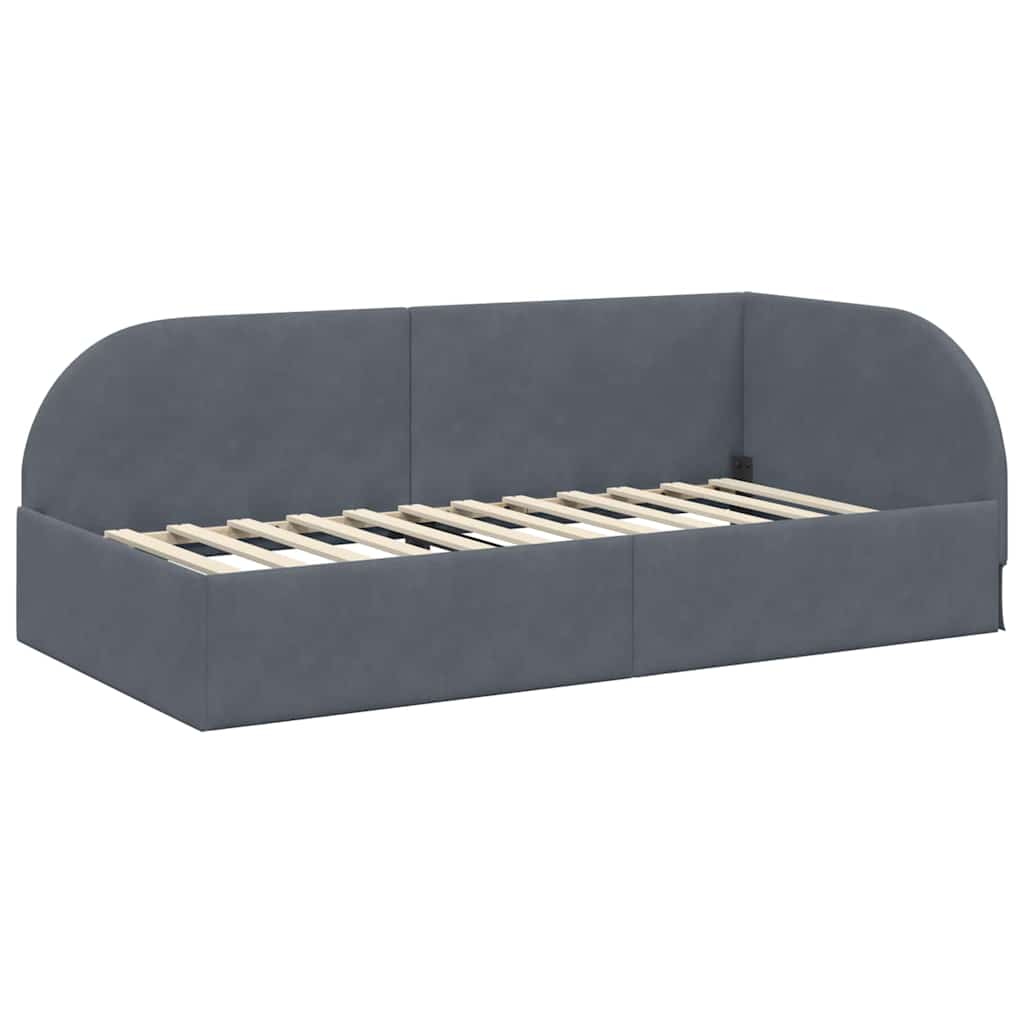 Hoekbedframe met hoofdeinde Donkergrijs 90 cm x 190 cm Fluweel is nu te koop bij PeponiXL, paradijselijk wonen!