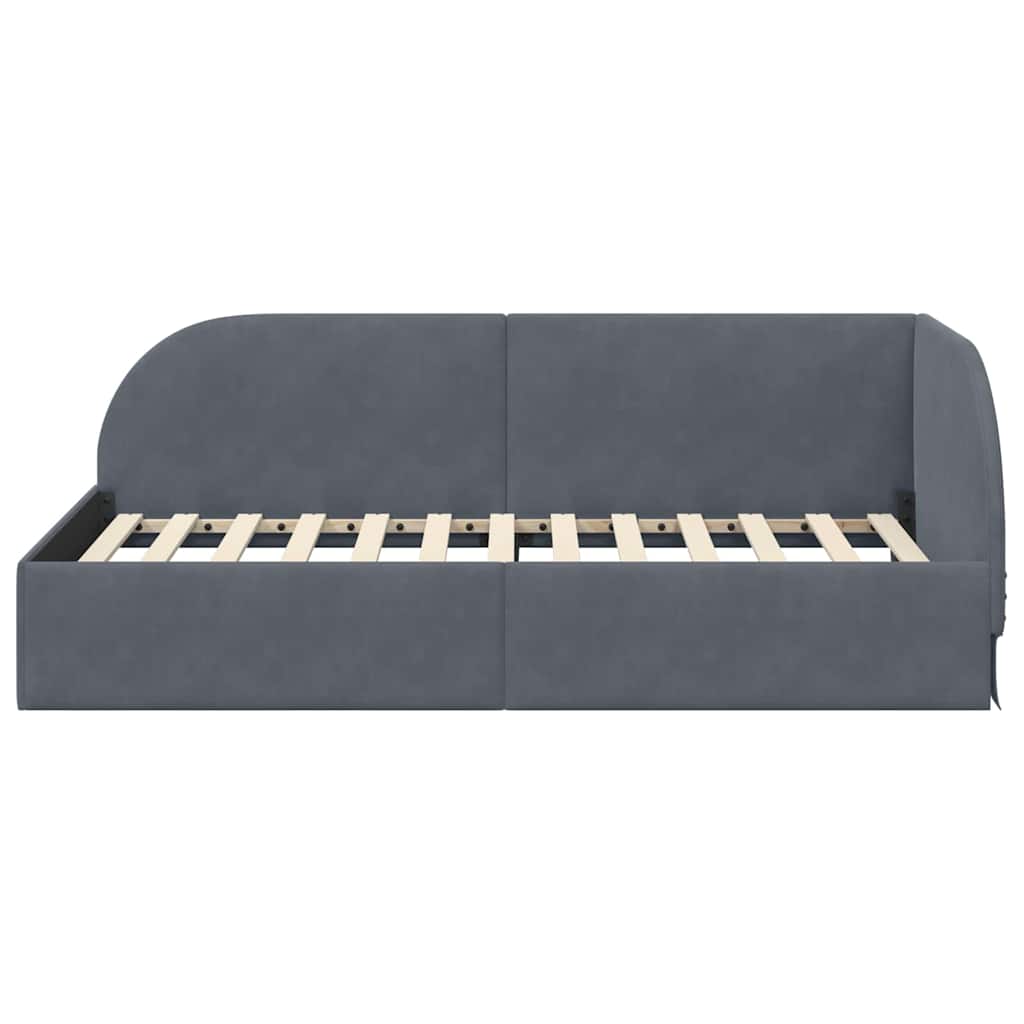 Hoekbedframe met hoofdeinde Donkergrijs 90 cm x 190 cm Fluweel is nu te koop bij PeponiXL, paradijselijk wonen!