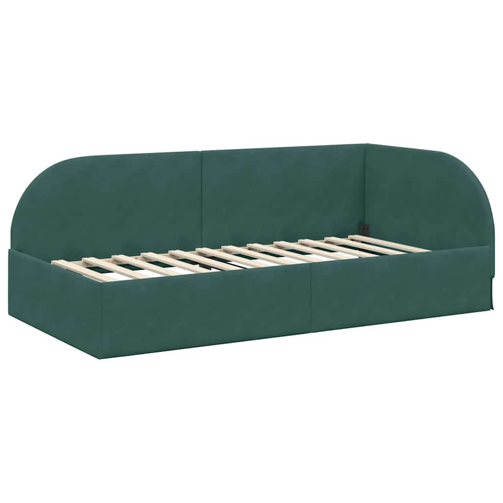 Hoekbedframe met hoofdeinde Donkergroen 90 cm x 190 cm Fluweel is nu te koop bij PeponiXL, paradijselijk wonen!